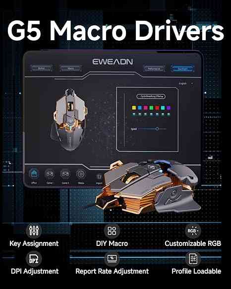 SEUNKWANG EWEADN G5 Wired Gaming Mouse, Ergonomic RGB Computer Mouse Default Title USD Limareoo Tech