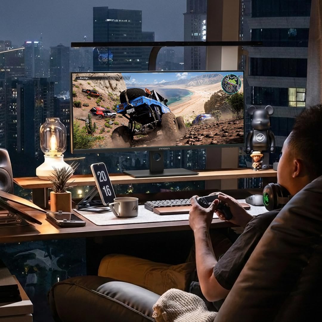 34C1R 34" Ultrawide Monitor, WQHD 3440X1440 180Hz Gaming IPS, 1Ms Response, Adaptive-Sync & G-SYNC Compatible, PIP/PBP for Multitasking, HDR400, Built-In Speakers for Desktop PC Laptop