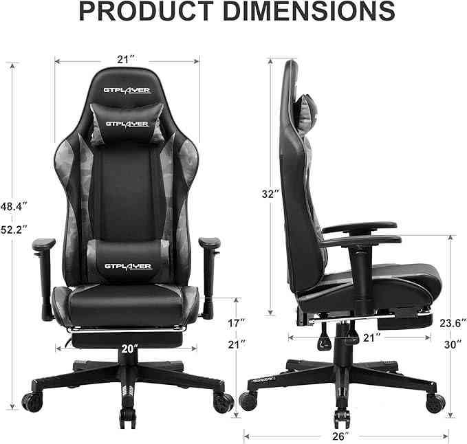 GTPLAYER Gaming Chair with Footrest, Ergonomic Computer Game Desk Chair Limareoo Tech Default Title Default Title