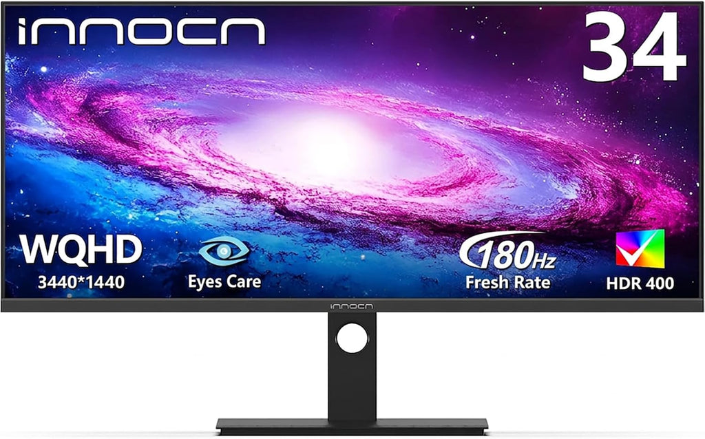 34C1R 34" Ultrawide Monitor, WQHD 3440X1440 180Hz Gaming IPS, 1Ms Response, Adaptive-Sync & G-SYNC Compatible, PIP/PBP for Multitasking, HDR400, Built-In Speakers for Desktop PC Laptop