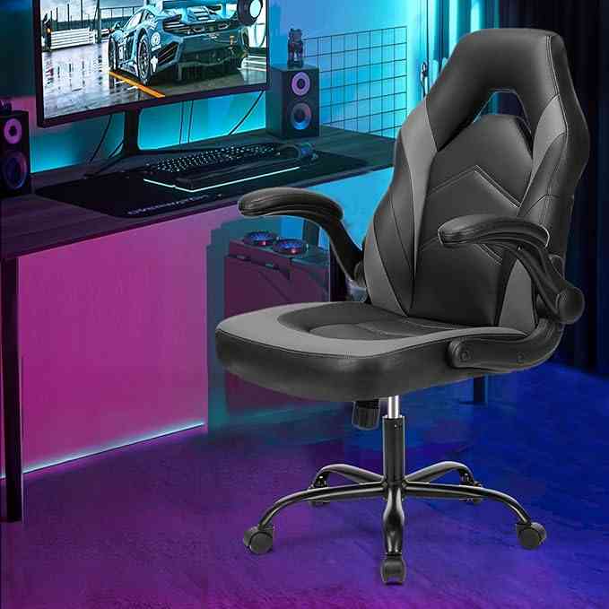 Modern gaming chair in a vibrant gaming setup