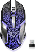 gaming mouse with RGB lighting and wireless USB receiver
