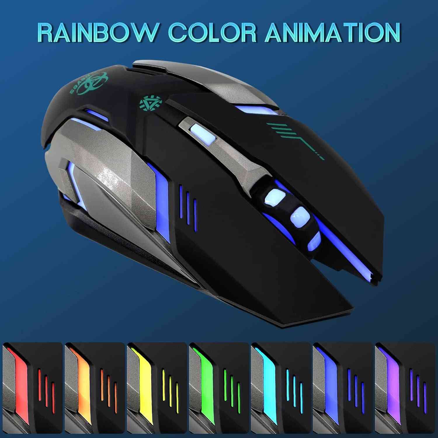 RGB gaming mouse with colorful LED lights and ergonomic design