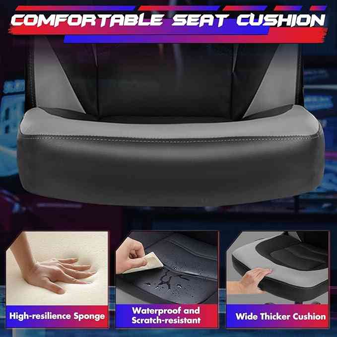Gaming chair with cushioned seat and high-resilience sponge
