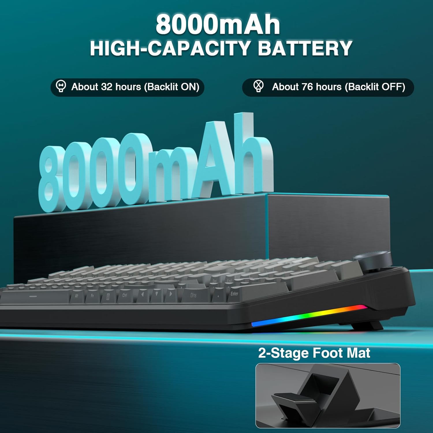 F108 PRO - Wireless Mechanical Keyboard with Screen & Knob,Full Size Keyboard with 8000Mah Battery,Pre-Lubed Switches,Side Printed PBT Keycaps,Rgb Backlit Hot Swappable Custom Gaming Keyboards