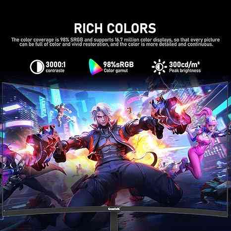 Gawfolk 27 Inch PC Computer Screen,1800R Curved Gaming 250Hz Monitors Limareoo Tech Default Title Default Title