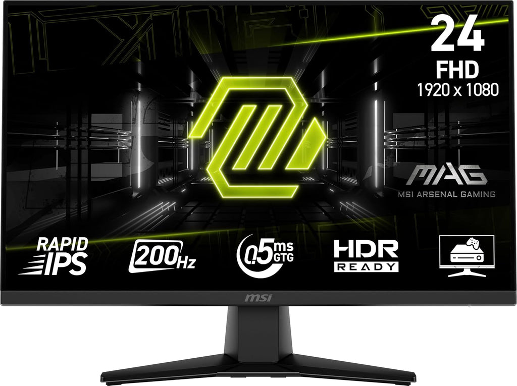 Msi MAG 242F 24-Inch 1920 X 1080 (FHD) Gaming Monitor, 200Hz, AMD Freesync Premium, HDMI, Displayport, VESA, Tilt, Height Adjustable, Speaker, 0.5Ms, Black