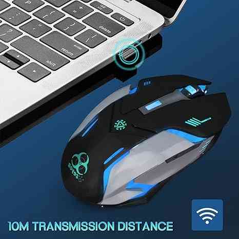 Wireless gaming mouse with colorful LED lights and 10m transmission distance