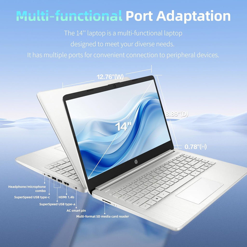 HP Essential Laptop Computer for Home & Student with Office 365, 2026 Edition, 16GB RAM, 128GB Storage- Intel Processor - LED Display, HUB Docking Station, Portable Design, Copilot AI, Windows 11 S