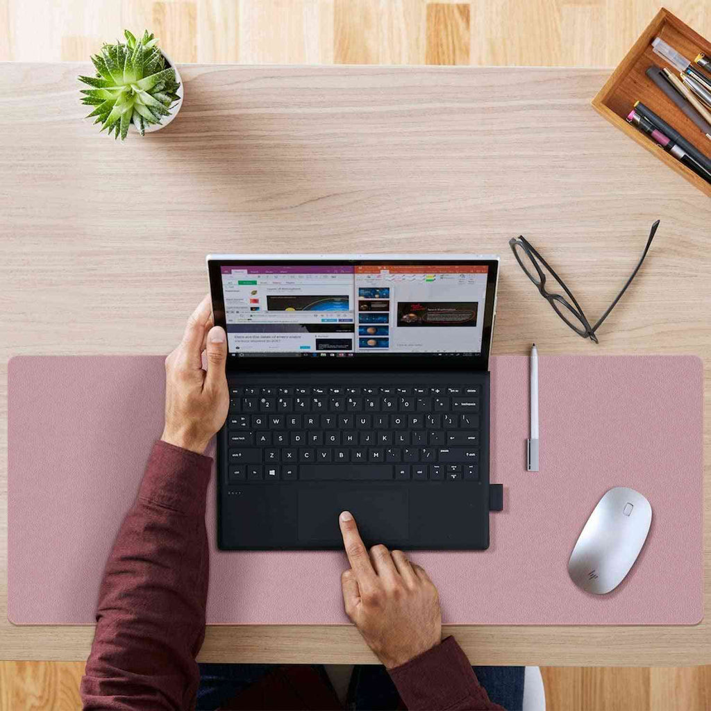Double-Sided PU Leather Desk Pad - Non-Slip Large Mouse Pad & Desk Mat for Office, Home - Waterproof, Easy to Clean, Durable Dual-Sided Surface (23.6"X13.7", Purple)