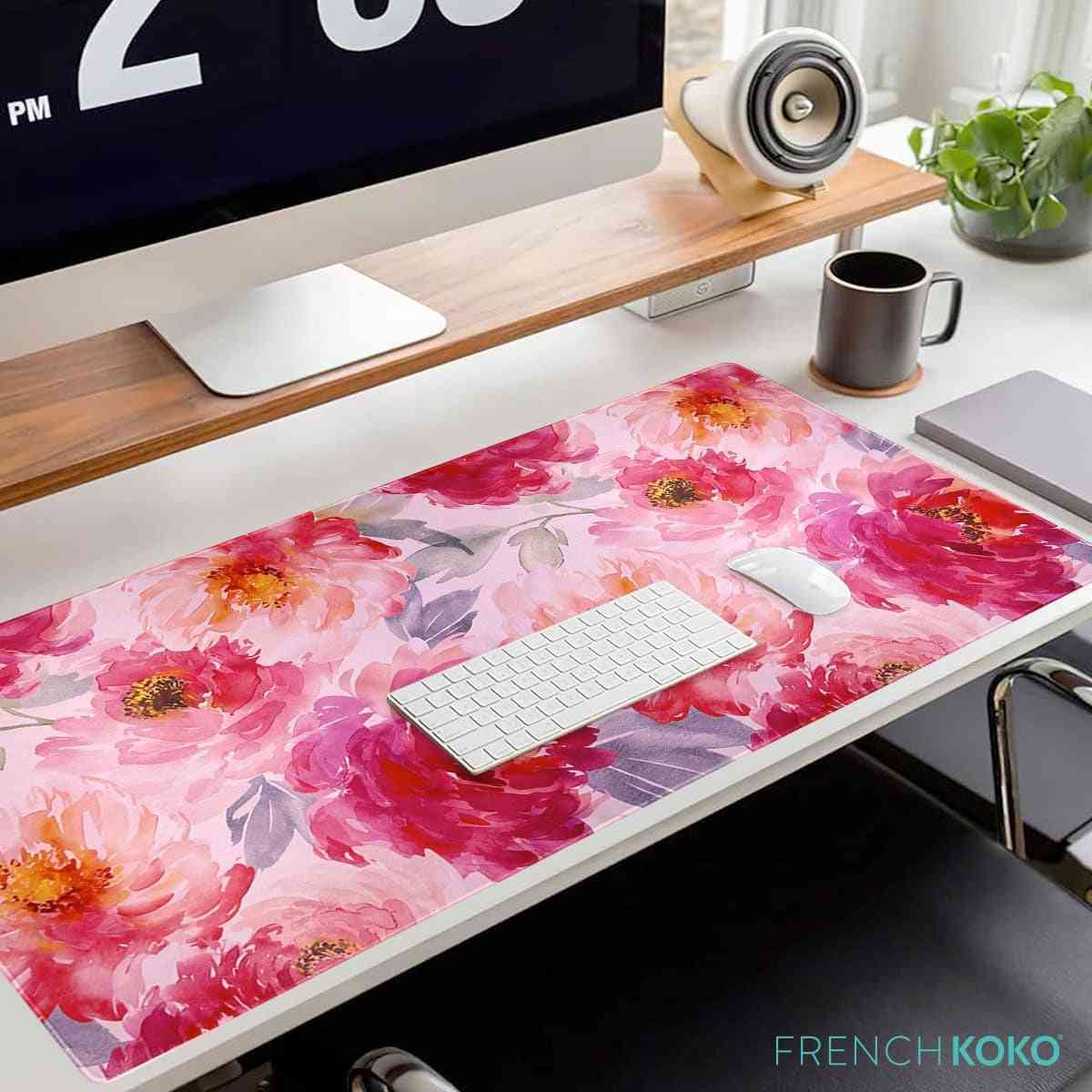 Large Mouse Pad Desk Mat 15" X 30" – Extended Floral Desk Protector for Keyboard & Mouse – Non-Slip Waterproof Cute Office Pad Aesthetic Workstation Mat