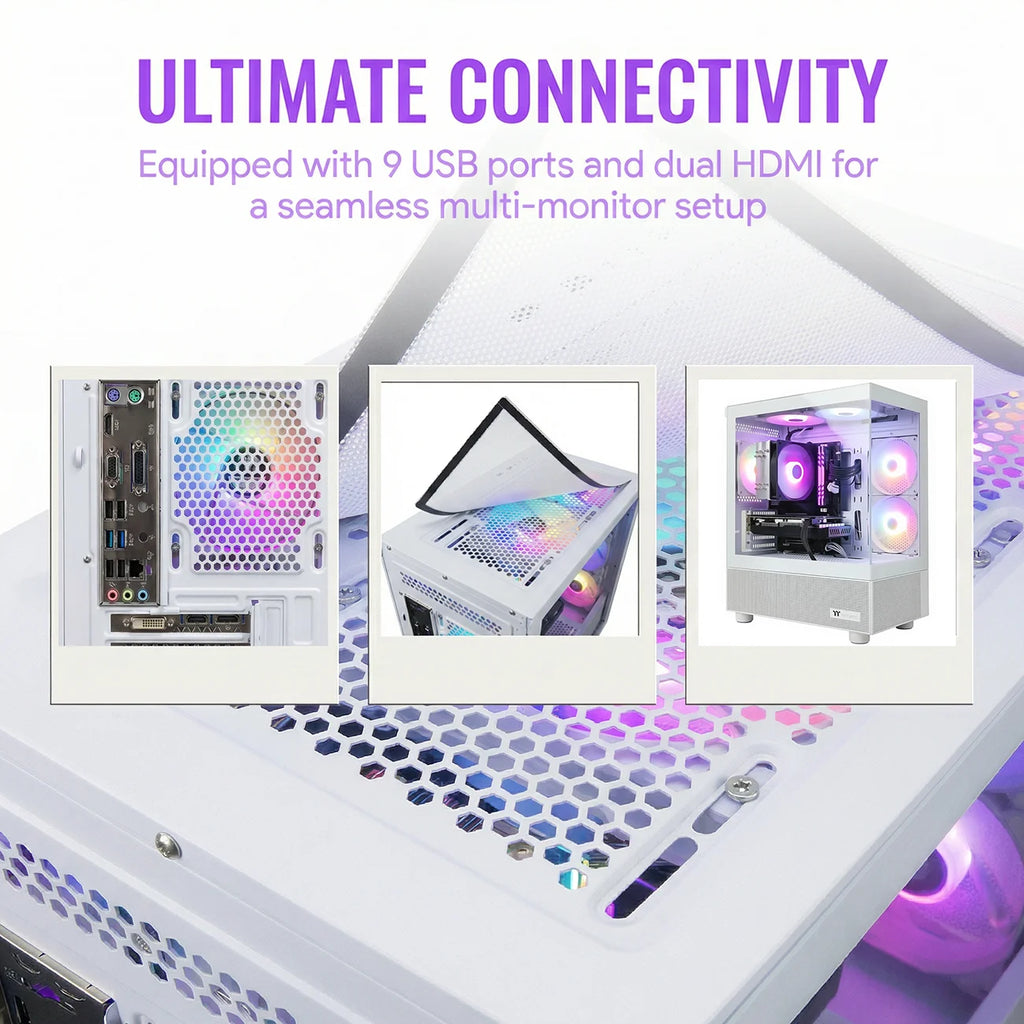 Gaming PC Desktop Computer, Intel Core I7 up to 4.0Ghz, GTX 1660 Super 6GB, 16GB RAM, 512GB M.2 SSD, BX3 550W 80PLUS Bronze PSU, Wifi 5, RGB Fan X5, Windows 11 Home, White PC