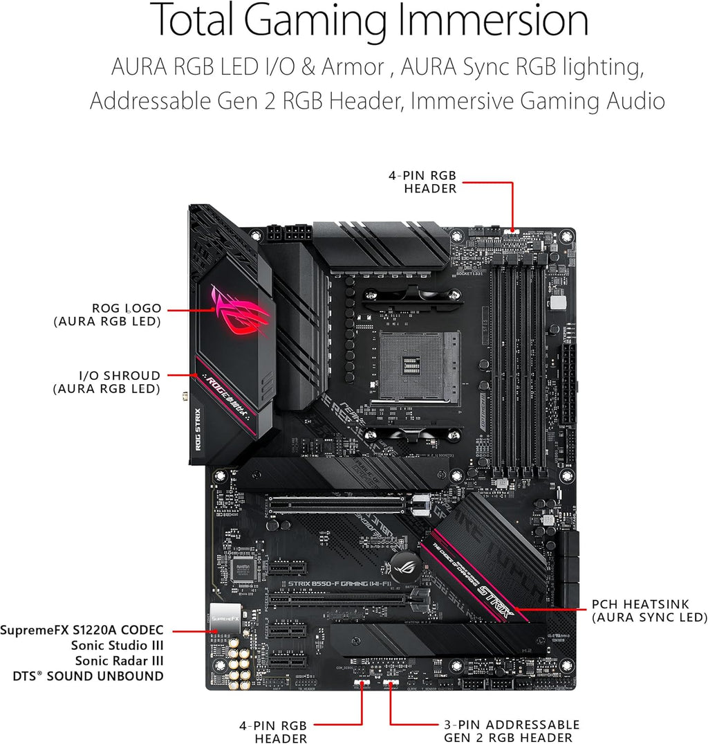 Asus ROG Strix B550-F Gaming Wifi II AMD AM4 (3Rd Gen Ryzen) ATX Gaming Motherboard (Pcie 4.0,Wifi 6E, 2.5Gb LAN, BIOS Flashback, HDMI 2.1, Addressable Gen 2 RGB Header and Aura Sync)
