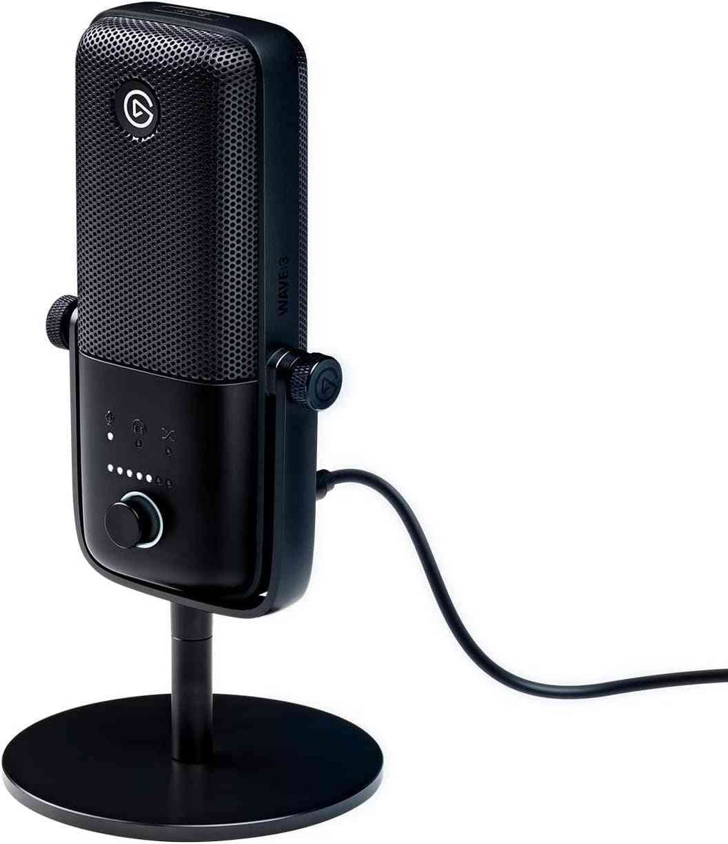 USB condenser microphone for streaming and gaming on stand