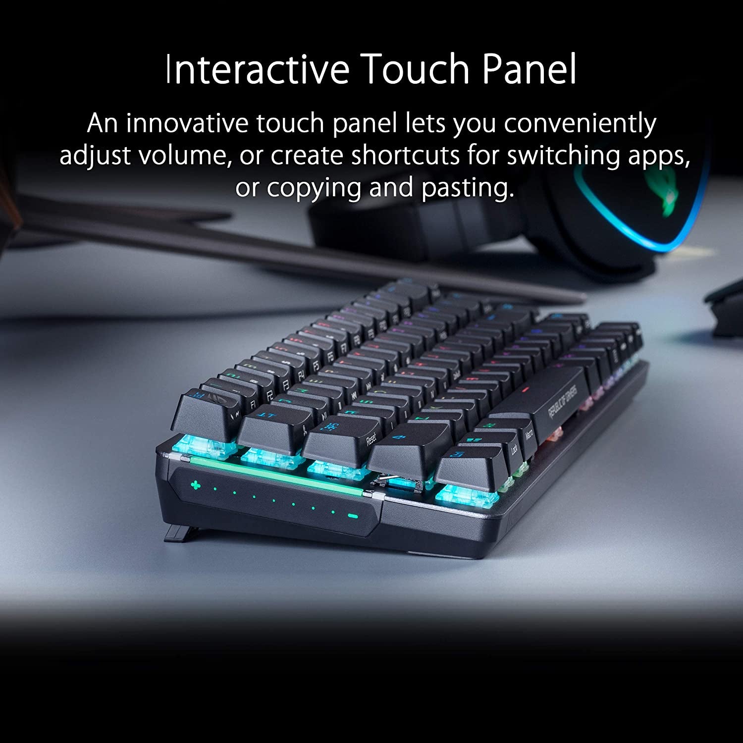 ASUS ROG Falchion NX 65% Wireless RGB Gaming Mechanical Keyboard | ROG NX Red Linear Switches, PBT Doubleshot Keycaps, Wired / 2.4G Hz, Touch Panel, Keyboard Cover Case, Macro Support