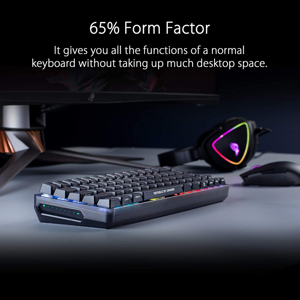 ASUS ROG Falchion NX 65% Wireless RGB Gaming Mechanical Keyboard | ROG NX Red Linear Switches, PBT Doubleshot Keycaps, Wired / 2.4G Hz, Touch Panel, Keyboard Cover Case, Macro Support