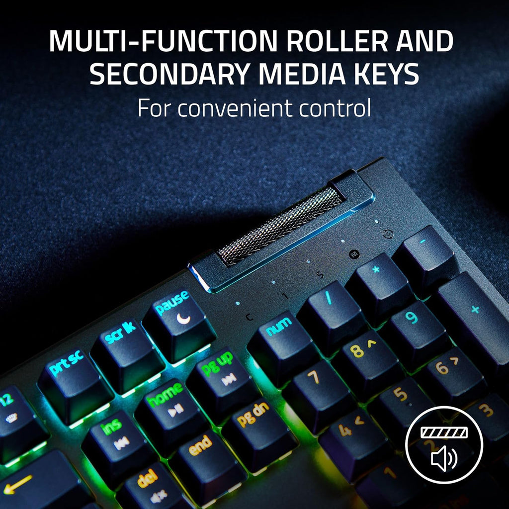 Razer Blackwidow V4 X Mechanical Gaming Keyboard: Yellow Switches Linear & Silent - 6 Macro Keys - Chroma RGB - Doubleshot ABS Keycaps - Roller & Media Keys - Snap Tap