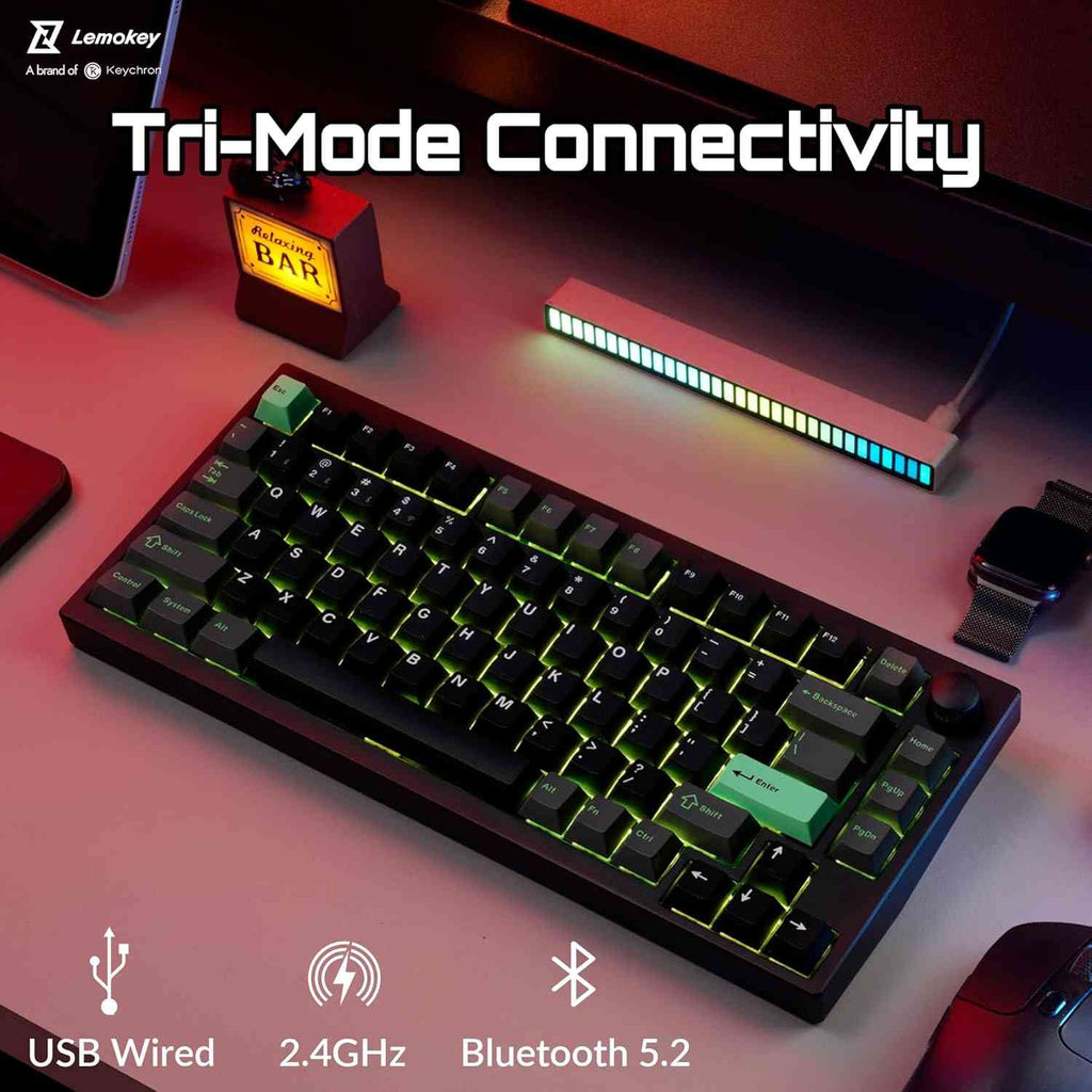 Gateron switch with tri-mode connectivity for gaming keyboards