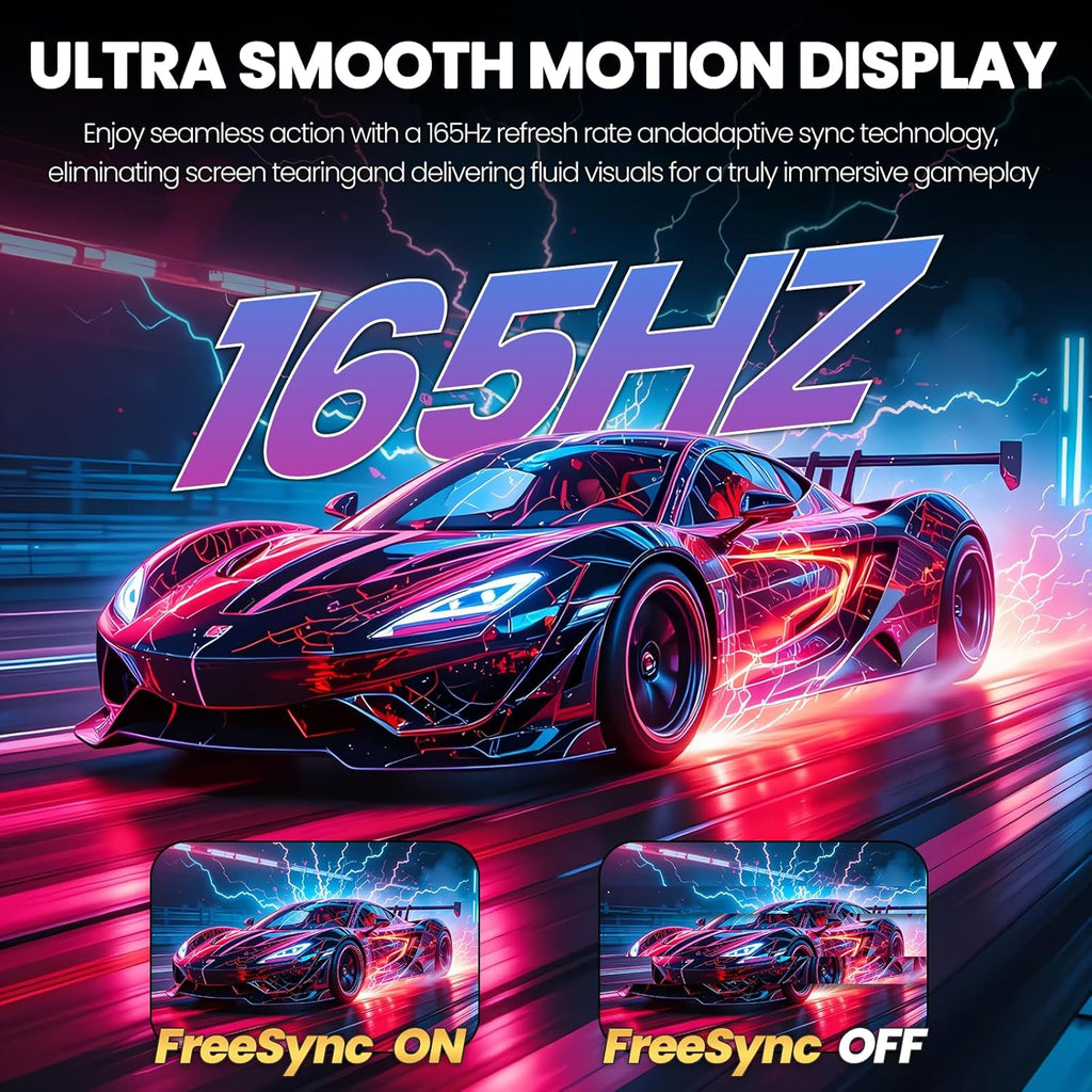 34'' Gaming Monitor 165Hz/144Hz, UWQHD 3440X1440P IPS Ultrawide Screen Computer Monitors with Built-In Speakers, Supports Freesync, 120% Srgb, PIP/PBP, HDMI2.0 & DP1.4, Wall Mount&Tilt Adjustable