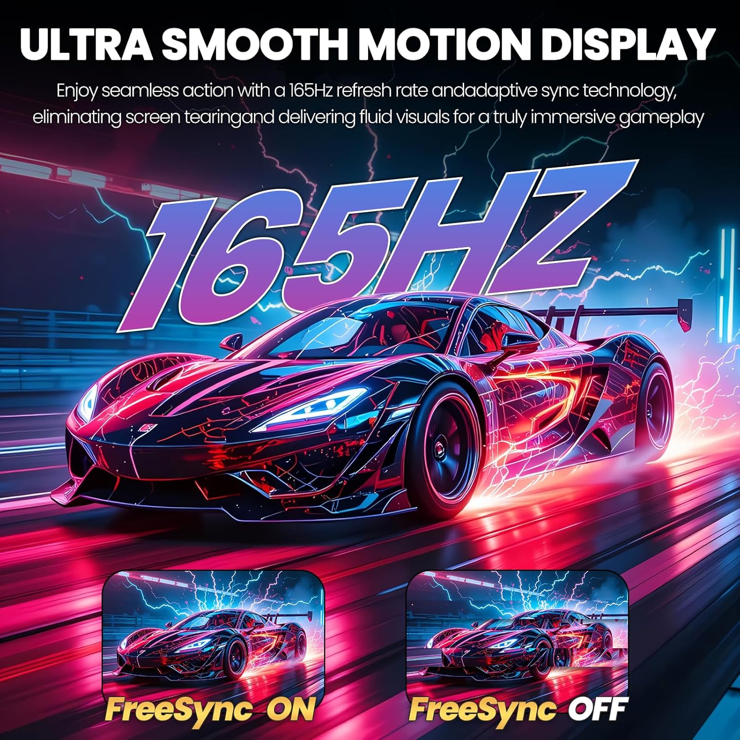 34'' Gaming Monitor 165Hz/144Hz, UWQHD 3440X1440P IPS Ultrawide Screen Computer Monitors with Built-In Speakers, Supports Freesync, 120% Srgb, PIP/PBP, HDMI2.0 & DP1.4, Wall Mount&Tilt Adjustable