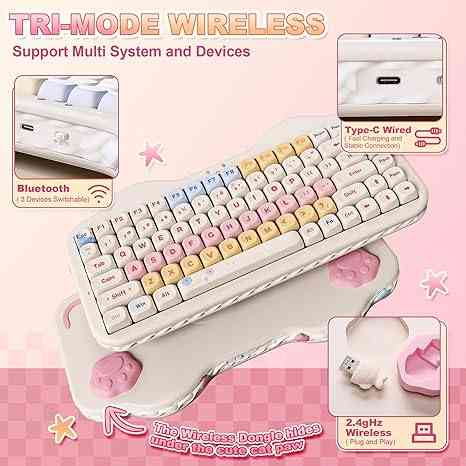 Cute cake mechanical keyboard with wireless and tri-mode support