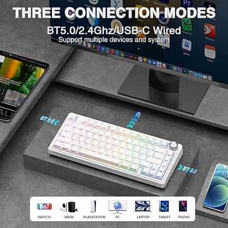 Wireless mechanical keyboard connected to multiple devices