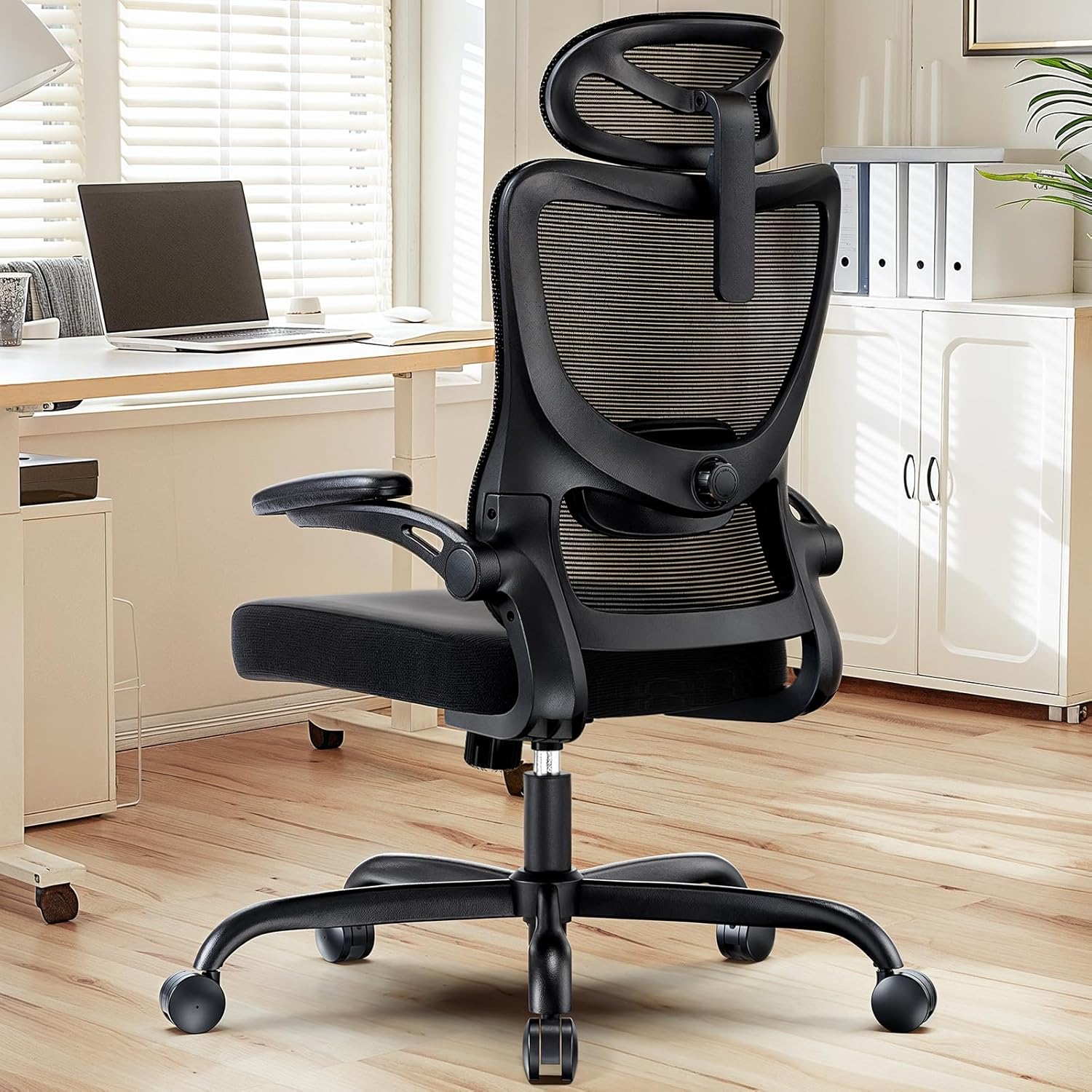 Ergonomic Office Chair, High Back Computer Desk Chair with Adjustable Lumbar Support and Headrest, Comfy Gaming Chair with 3D Armrests, Home Office Rolling Chair, Max Load 300 Lbs