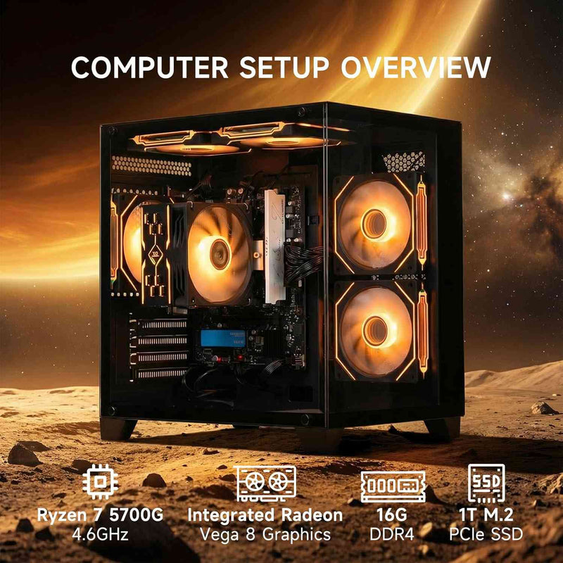 ALCPOK Gaming PC AMD Ryzen 7 5700G Desktop