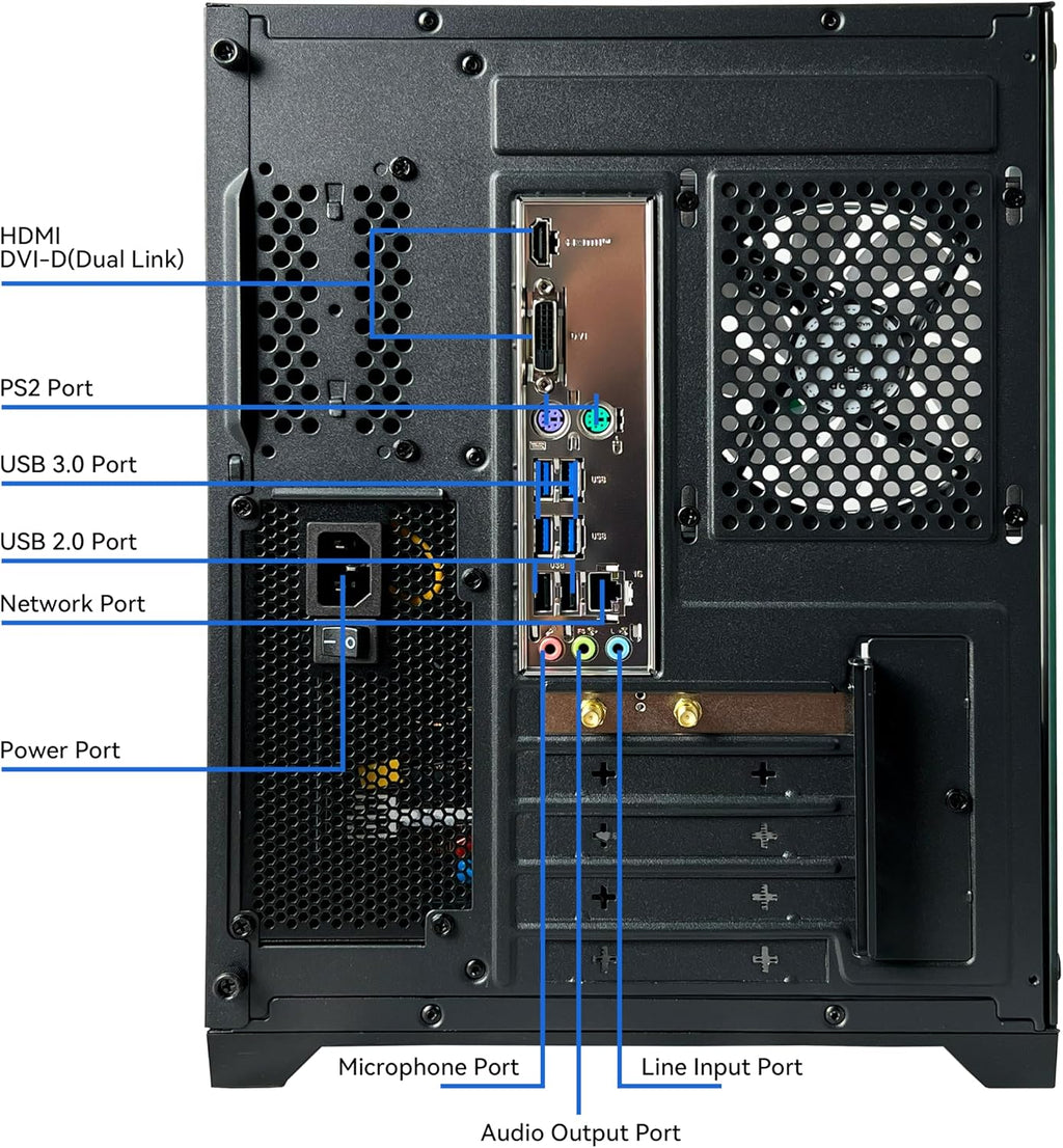 Gaming PC Desktop Computer AMD R5 5600GT 16GB 1TB Nvme Towers Wifi | 16GB DDR4 3200Mhz, 1TB M.2 Nvme Pcie, 550W 80PLUS PSU, Wifi BT, Game Design Office Console