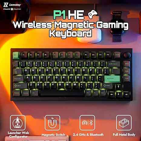 Wireless magnetic gaming keyboard with RGB lighting and web configurator