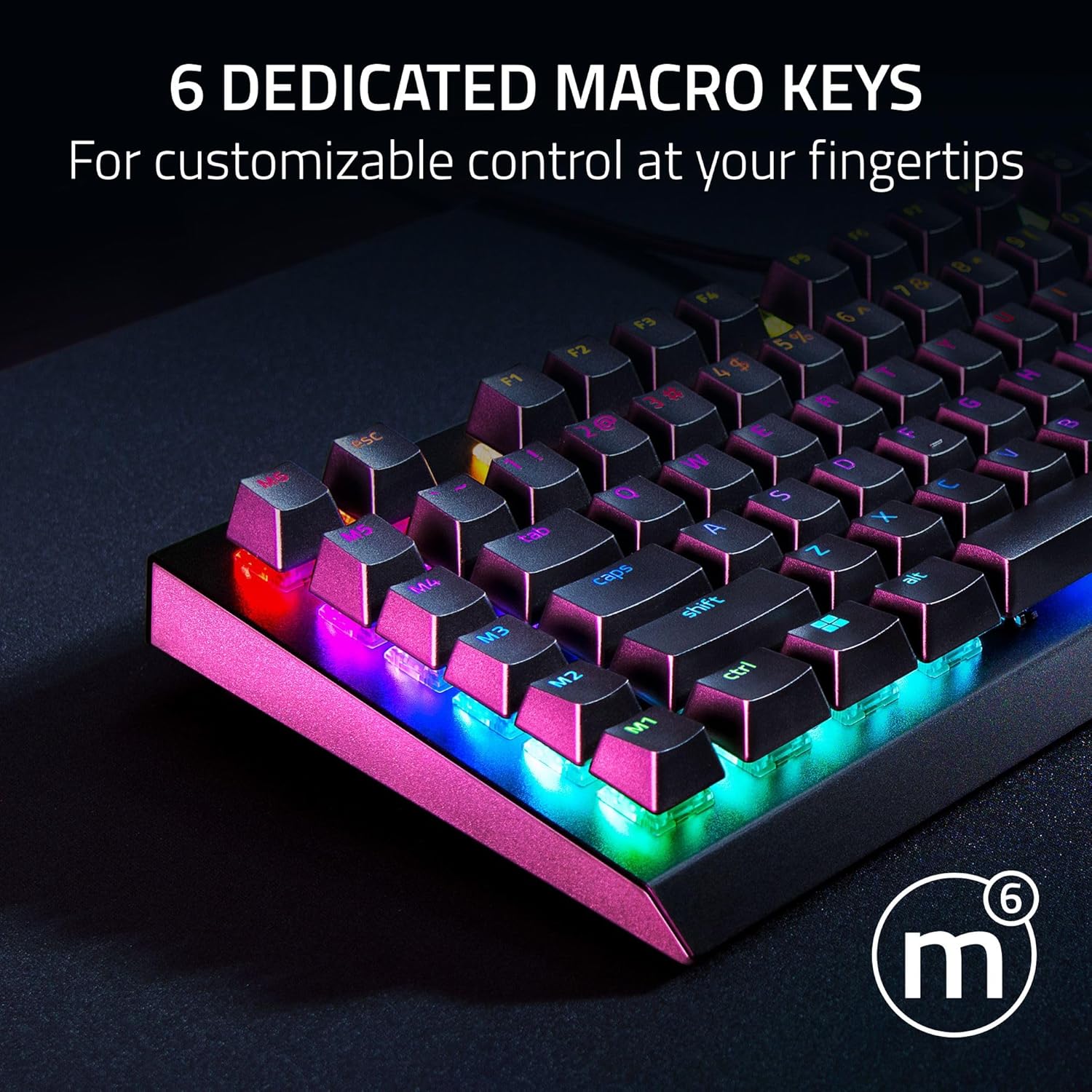 Razer Blackwidow V4 X Mechanical Gaming Keyboard: Yellow Switches Linear & Silent - 6 Macro Keys - Chroma RGB - Doubleshot ABS Keycaps - Roller & Media Keys - Snap Tap