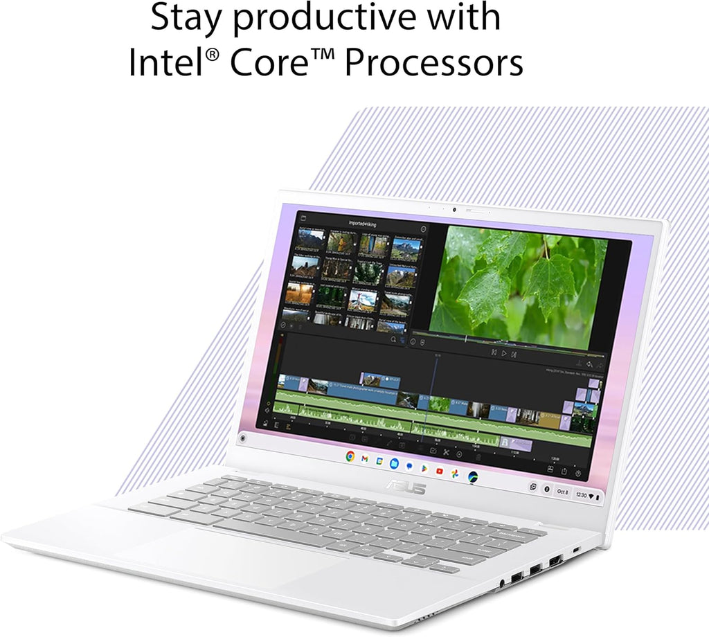 ASUS Chromebook plus CX34 Laptop with Google AI, 14" Display (1920X1080), Intel® Core™ I3-1215U Processor, 8GB RAM, 256GB UFS Storage, Chromeos, White, CX3402CBA-DH386-WH