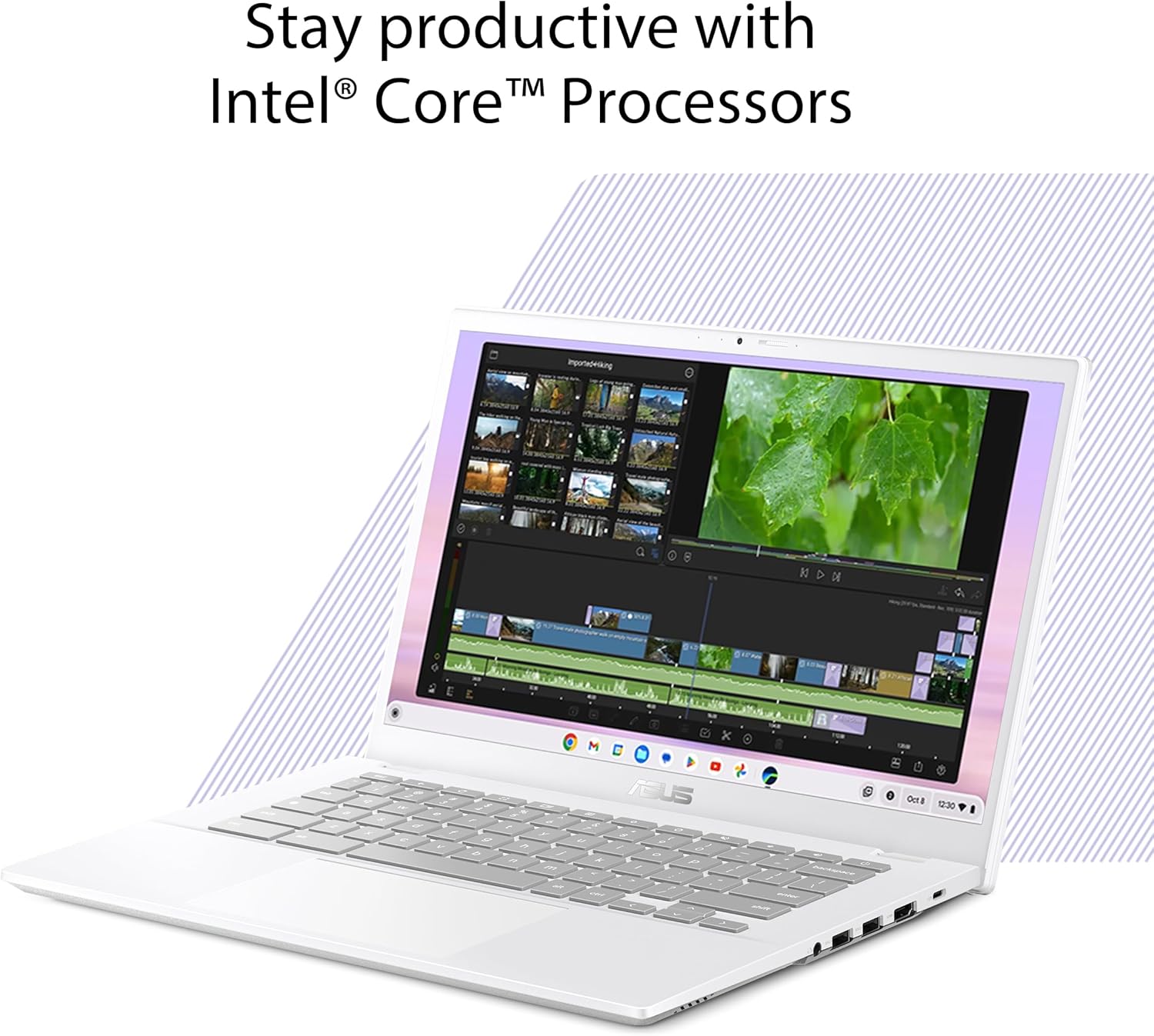 ASUS Chromebook plus CX34 Laptop with Google AI, 14" Display (1920X1080), Intel® Core™ I3-1215U Processor, 8GB RAM, 256GB UFS Storage, Chromeos, White, CX3402CBA-DH386-WH