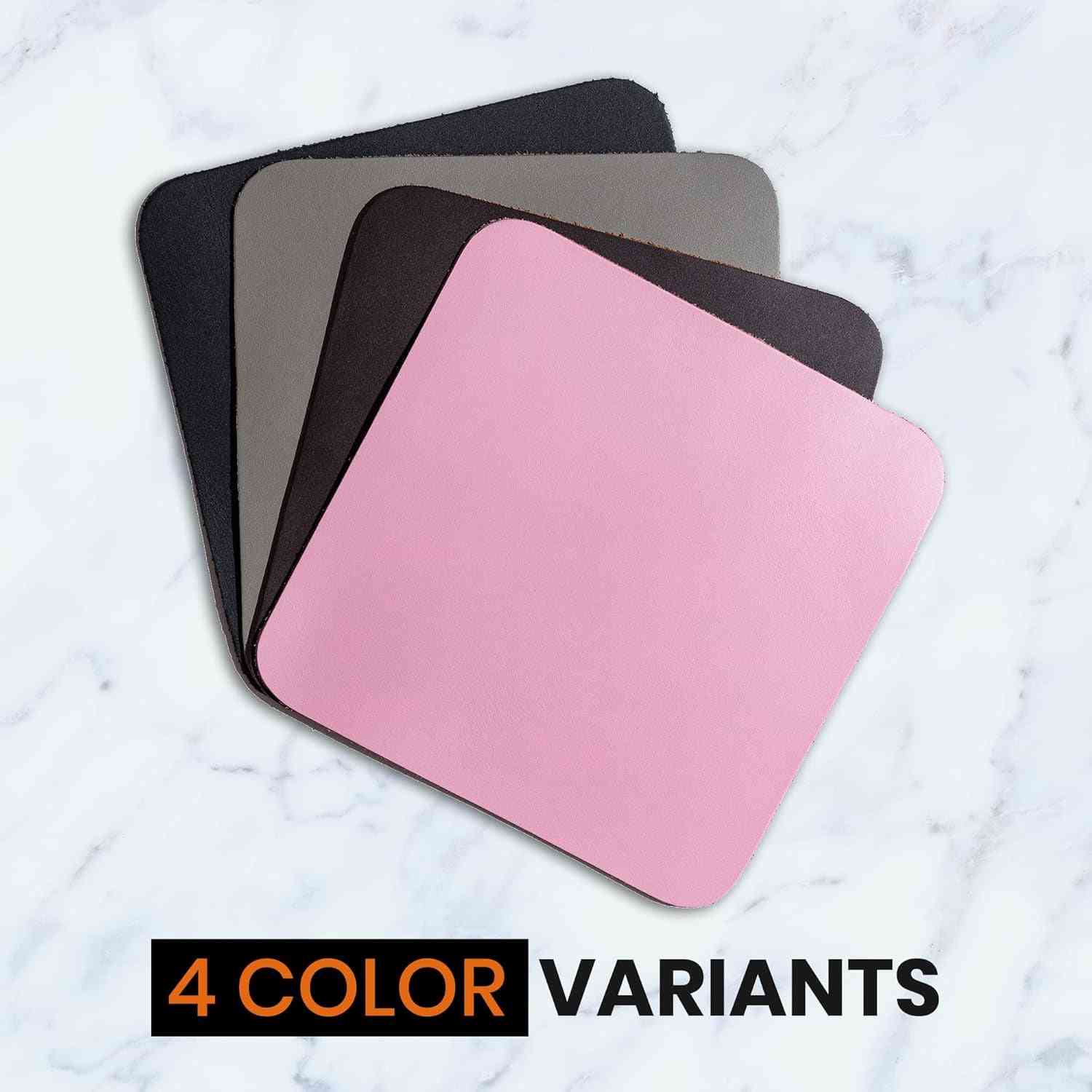Pink Leather Mouse Pad (Genuine Leather), 9 X 9 Inch | Mouse Pads for Wireless Mouse | Cute Mouse Pad | Thick Mouse Pad | Leather Mouse Pad | Mouse Pad Pink