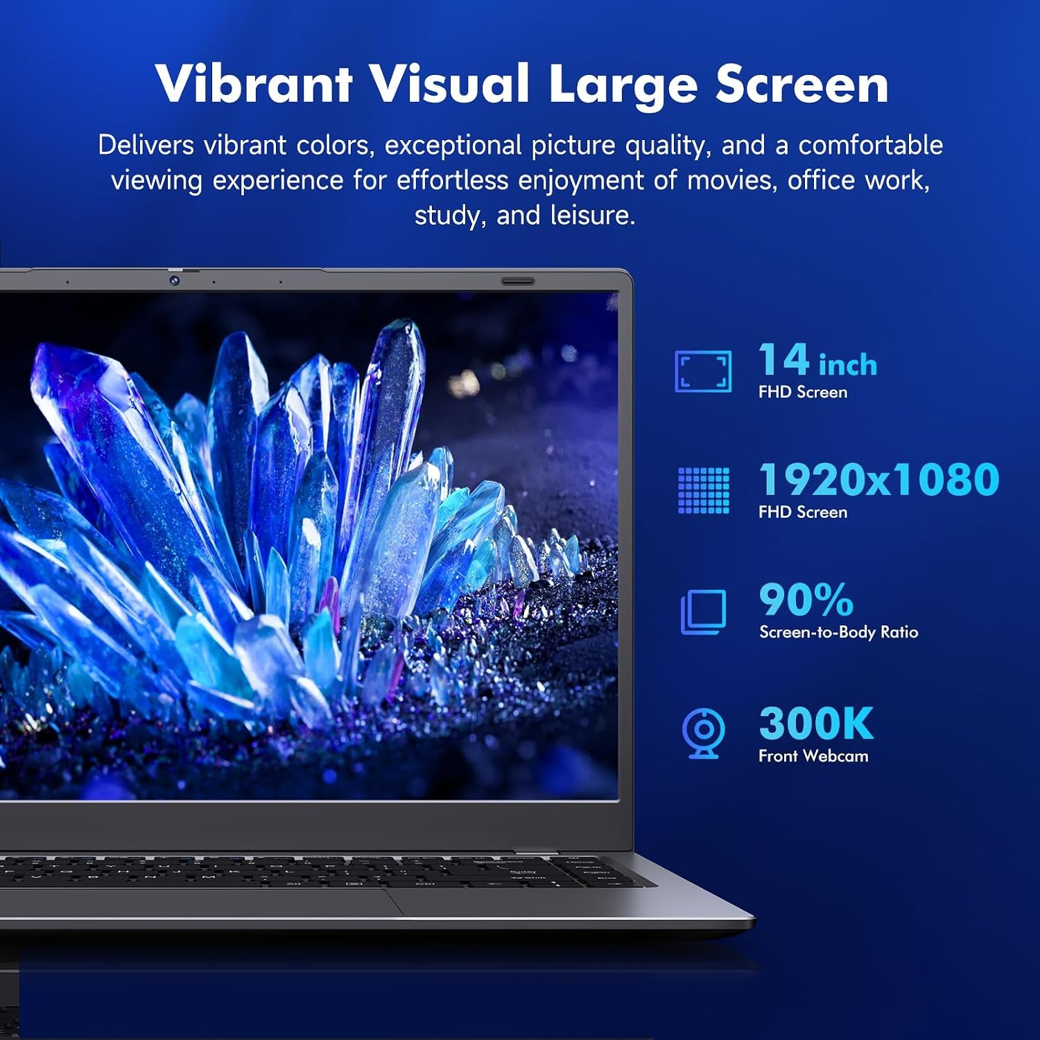 2026 Laptop Computer, Pentium Gold 6500Y (Beat Celeron, up to 3.4Ghz), 8GB RAM 128GB SSD, Bluetooth, Wifi, HDMI, USB-C PD, Privacy Webcam, 38Wh Battery, Thin & Portable Laptops, Work/Business