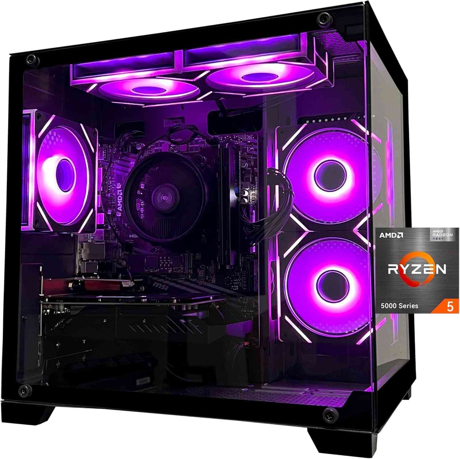 Gaming Desktop Computer PC,AMD Ryzen 5 5600,RTX3050 6GB,32GB DDR4 RAM and 1TB M.2 Nvme Pcle,Argb Fan,Wifi,Game Design Office Console,Sea View Room, Gaming PC Tower