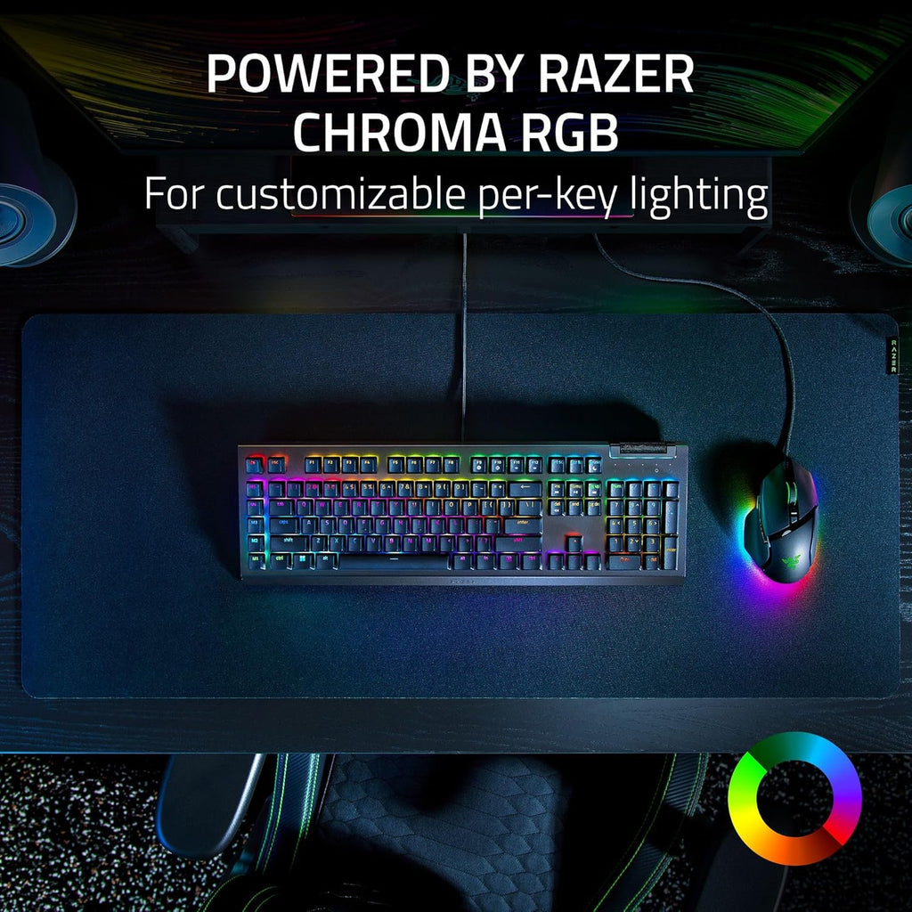 Razer Blackwidow V4 X Mechanical Gaming Keyboard: Yellow Switches Linear & Silent - 6 Macro Keys - Chroma RGB - Doubleshot ABS Keycaps - Roller & Media Keys - Snap Tap