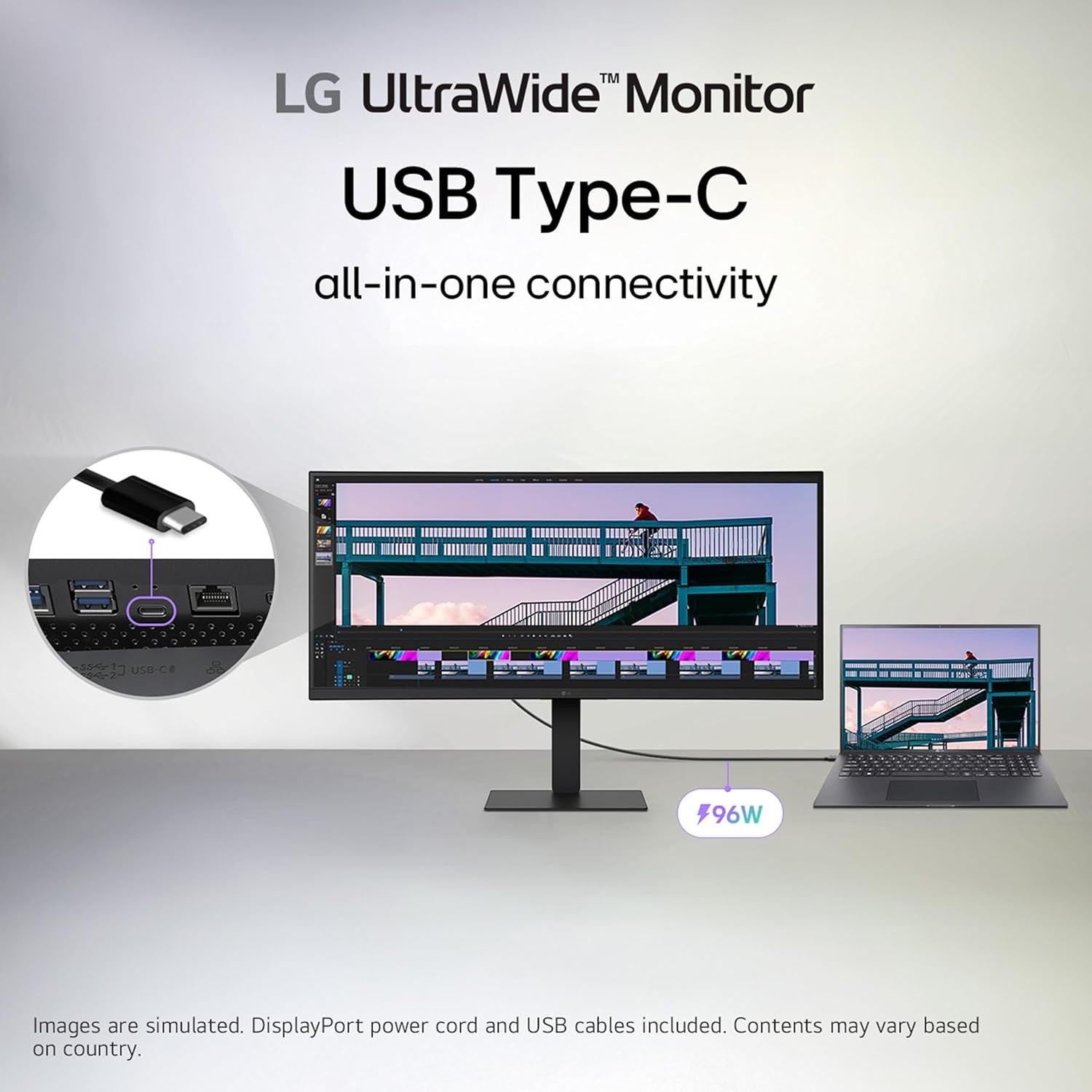 LG 34U650A-B 34-Inch Ultrawide WQHD (3440 X 1440) IPS Curved Wide Computer Monitor, 100Hz, HDR10, Built-In Speaker, HDMI, Displayport, USB Type-C PD 96W, Tilt/Height/Swivel Adjustable Stand, Black