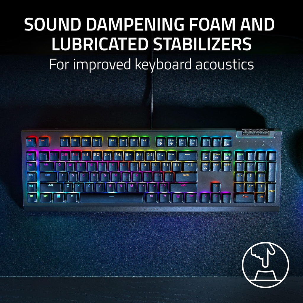 Razer Blackwidow V4 X Mechanical Gaming Keyboard: Yellow Switches Linear & Silent - 6 Macro Keys - Chroma RGB - Doubleshot ABS Keycaps - Roller & Media Keys - Snap Tap