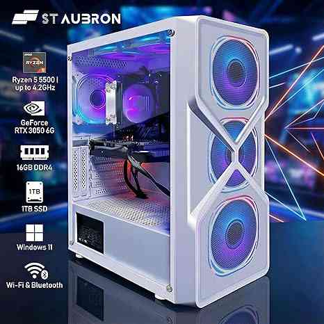 STGAubron Gaming PC Computer Desktop, AMD Ryzen 5 5500 up to 4.2GHz Limareoo Tech Default Title Default Title