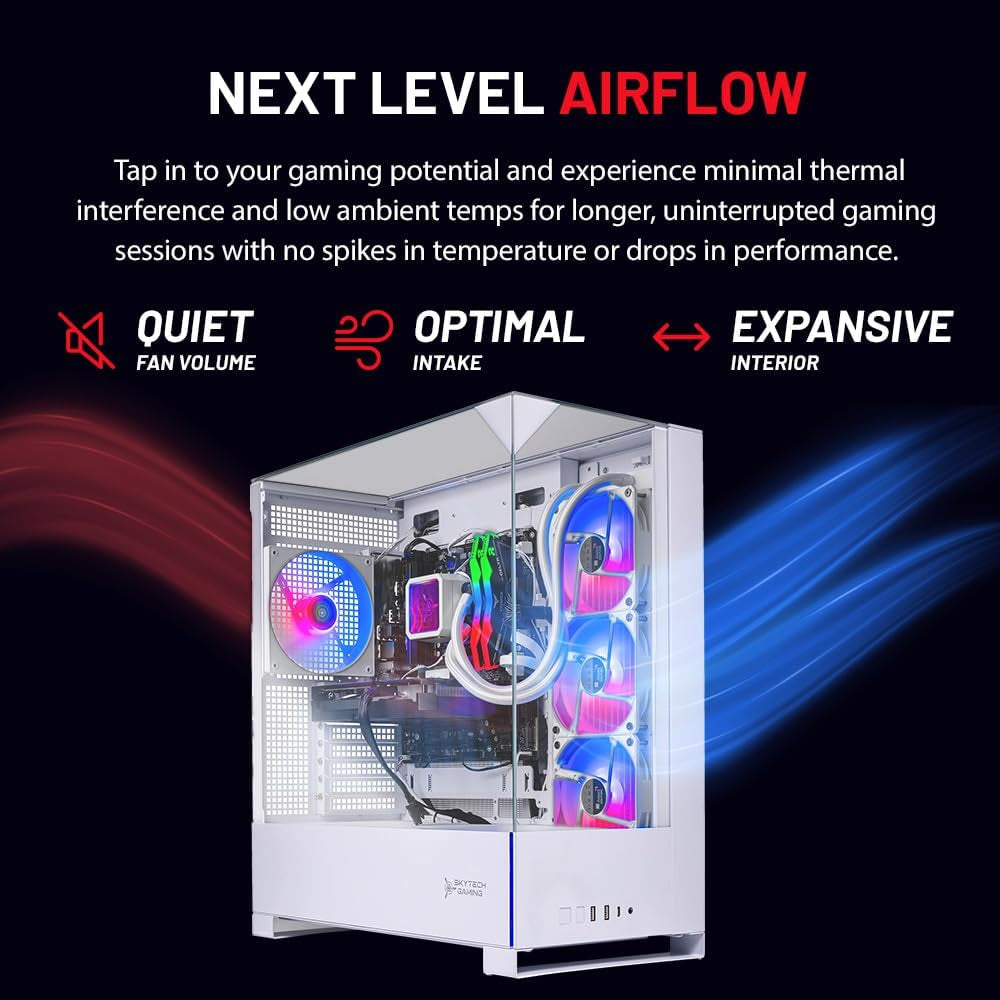 Skytech Gaming Archangel 5 Gaming PC, AMD Ryzen 7 7700 3.8Ghz, NVIDIA RTX 5060, 1TB Nvme SSD, 32GB DDR5 RAM 6000, 750W Gold PSU, Wi-Fi, Win 11, Desktop