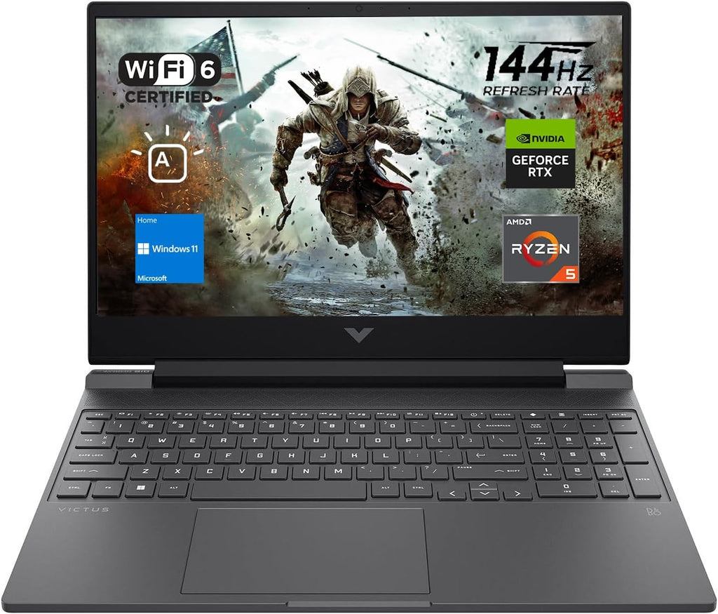 HP Victus 15 Gaming Laptop, 15.6" FHD 144Hz Display, AMD Ryzen 5 7535HS, 16GB DDR5 RAM, 512GB Pcie M.2 SSD, NVIDIA Geforce RTX 2050, HDMI, Webcam, Backlit Keyboard, Wi-Fi 6, Windows 11 Home, Silver