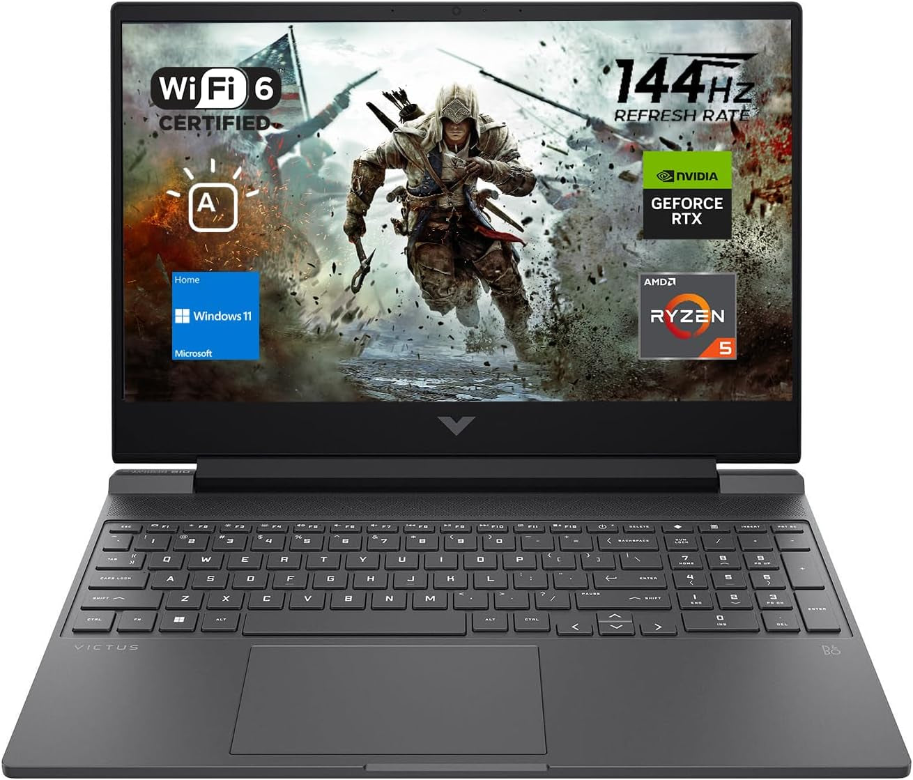HP Victus 15 Gaming Laptop, 15.6" FHD 144Hz Display, AMD Ryzen 5 7535HS, 16GB DDR5 RAM, 512GB Pcie M.2 SSD, NVIDIA Geforce RTX 2050, HDMI, Webcam, Backlit Keyboard, Wi-Fi 6, Windows 11 Home, Silver