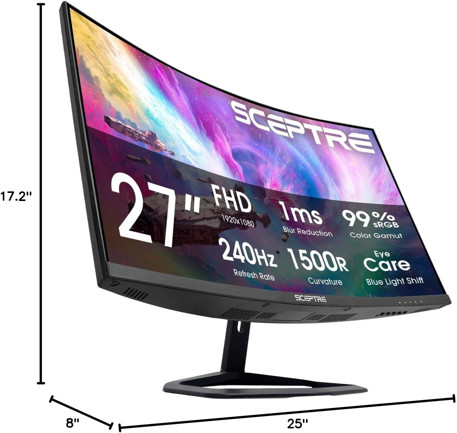 27-Inch Curved Gaming Monitor, FHD 1080P, 240Hz, 1500R, Displayport & HDMI X2, Built-In Speakers, Machine Black (C275B-FWT240 Series, 2026)