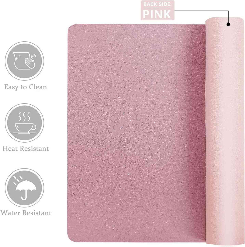 Double-Sided PU Leather Desk Pad - Non-Slip Large Mouse Pad & Desk Mat for Office, Home - Waterproof, Easy to Clean, Durable Dual-Sided Surface (23.6"X13.7", Purple)