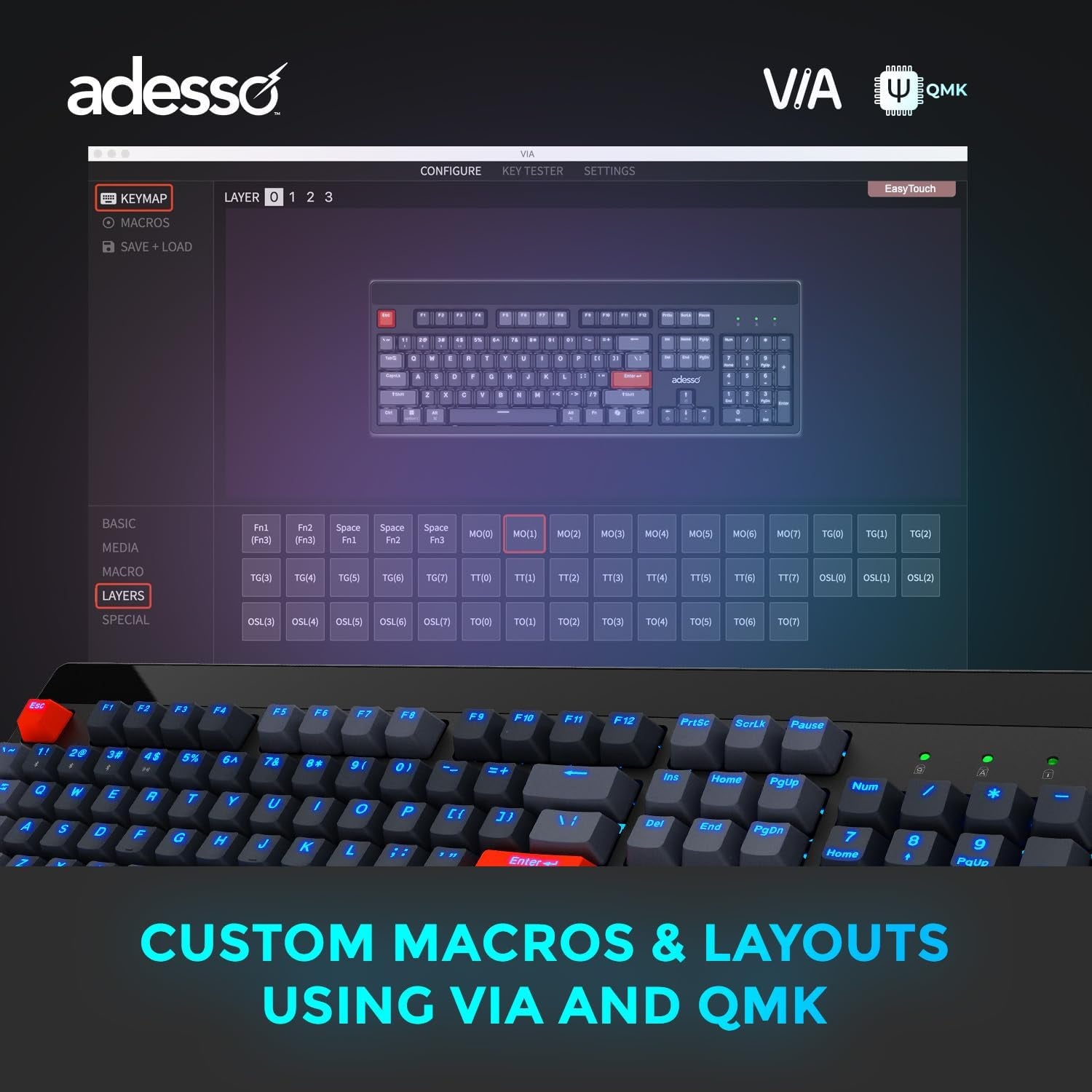 Easytouch 1300 Mechanical Keyboard RGB Illuminated Hot Swappable Red Switches Wired Wireless Bluetooth Gaming Keyboard with Copilot AI Hotkey for Windows Mac