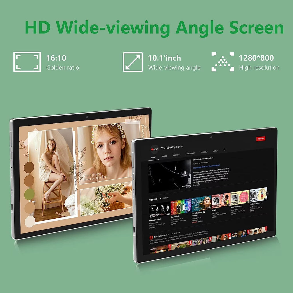 CP20 10.1'' 10GB RAM 64GB ROM 1.8Ghz Quad-Core Processor Android 13 2 in 1 Wifi Tablet, Black