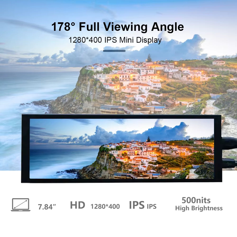 7.9 Inch 400X1280 IPS AIDA64 Mini Gaming Monitor CPU Temperature Display HDMI Secondary Monitor for Computer Case Raspberry Pi