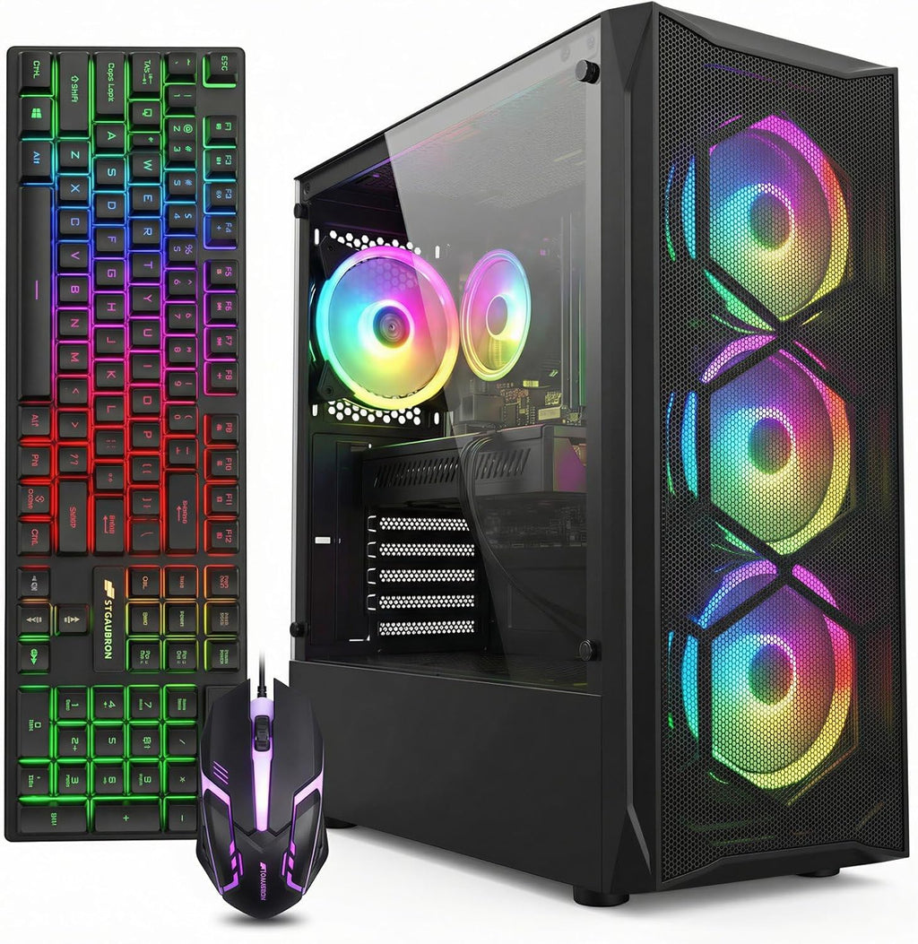 Gaming PC Desktop Computer, Intel Core I7 up to 3.9Ghz, Radeon RX 580 8G, 16G RAM, 512G SSD, Wifi 6, BT 5.0, RGB Fan X4, Windows 11 Home