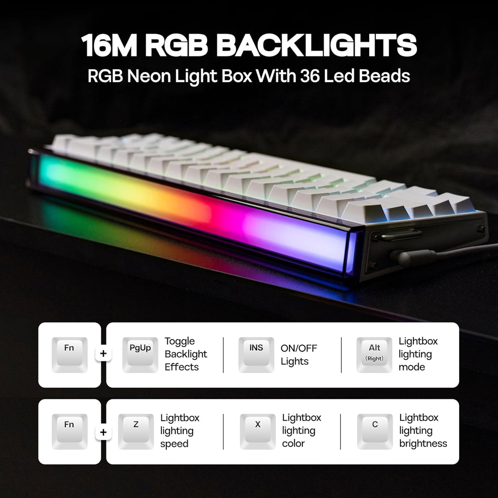 Aula Hero68 HE Wired Magnetic Gaming Keyboard, Rapid Hall Effect Keyboard with 0.01Mm Adjustable Actuation, 8Khz Polling, 5-Layer Sound Dampening, RGB Lightbox & Backlit (White)